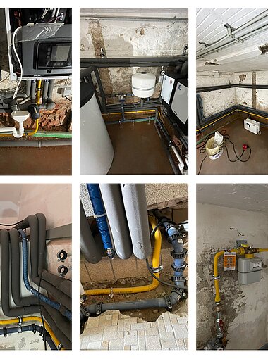 Gasinstallation einmal quer durch.